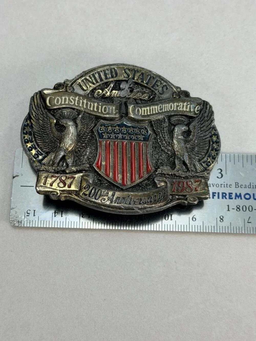 1987 US Constitution Bicentennial Belt Buckle Limited Edition Heritage USA